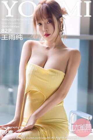 [YOUMI尤蜜荟] Vol.738 王雨纯 Hotel indoor shooting yellow dress with primary color stockings